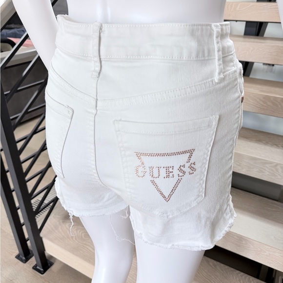 Guess White Button-Up High Waisted Denim Shorts with Rosegold buttons size S - Picture 3 of 6